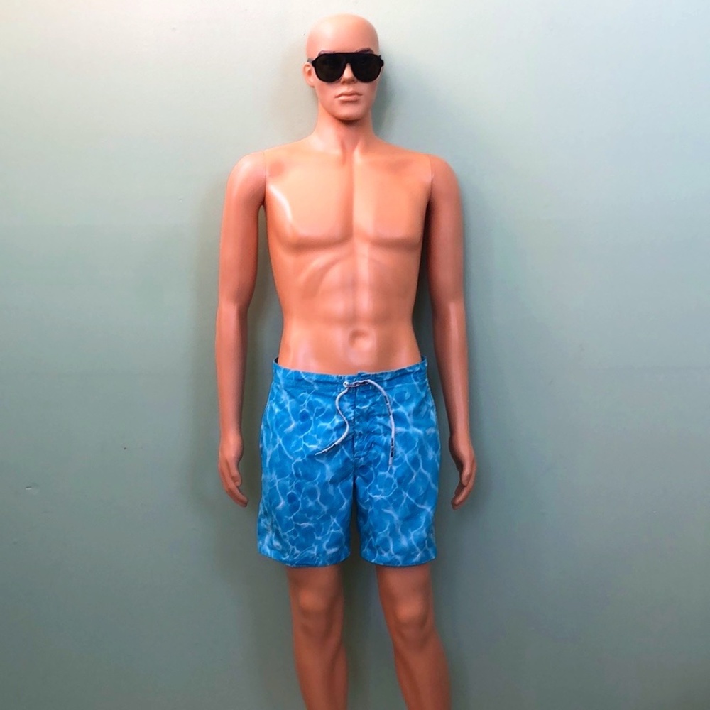 Armani Exchange Mens Blue Flat Front Drawstring Bermuda Shorts Size Medium